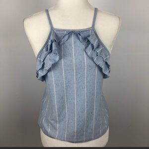 AEO Striped ruffle high neck tank top